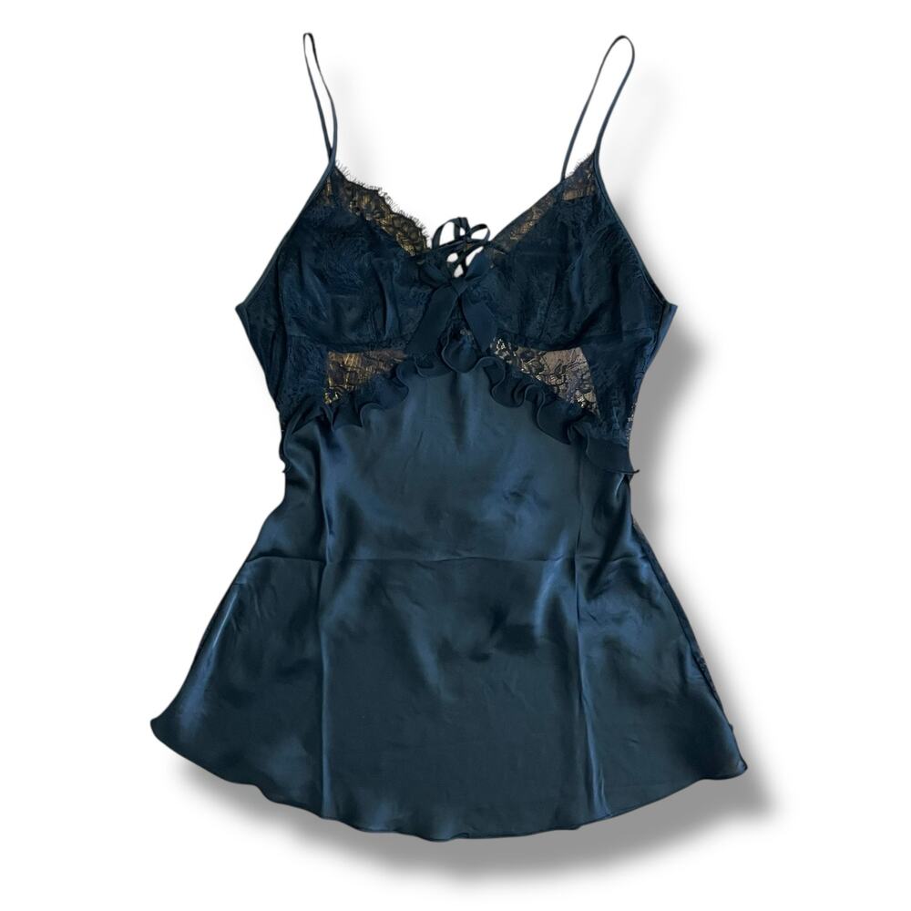 Jezebelโ Black Lace Satin Chemise Babydoll Top Shirley 999851 Size Large